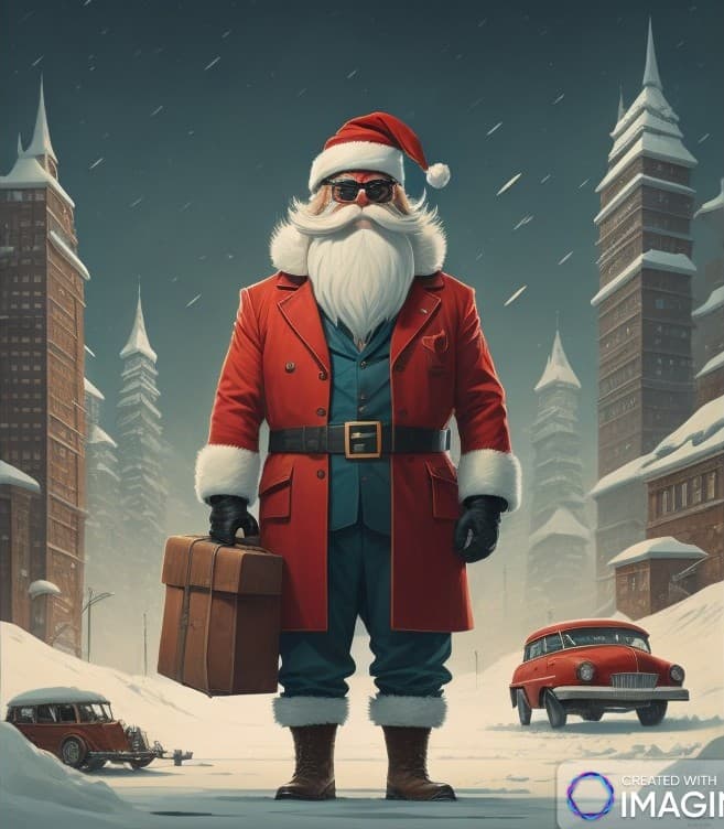 Bust of Santa Claus dressed as a spy.